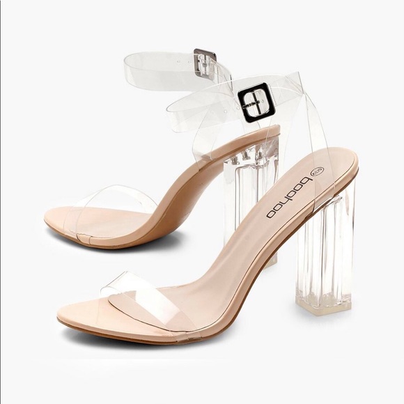 Boohoo barely there clear block heels - Picture 3 of 3